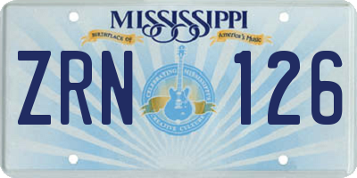 MS license plate ZRN126