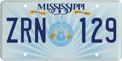 MS license plate ZRN129