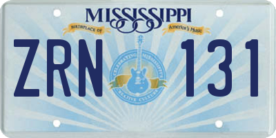 MS license plate ZRN131