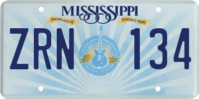 MS license plate ZRN134