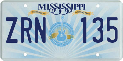 MS license plate ZRN135