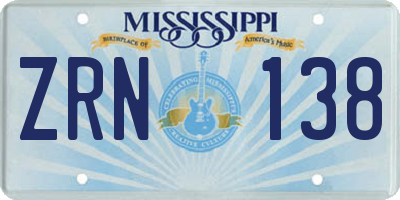 MS license plate ZRN138