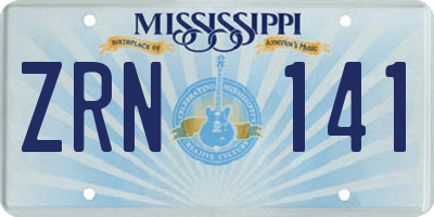 MS license plate ZRN141