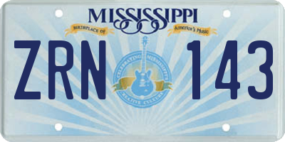 MS license plate ZRN143