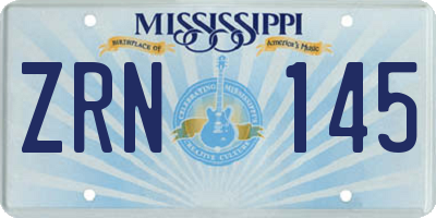 MS license plate ZRN145
