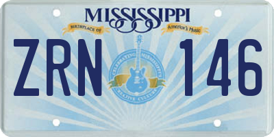 MS license plate ZRN146