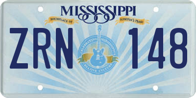 MS license plate ZRN148
