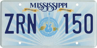 MS license plate ZRN150