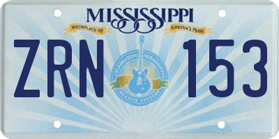 MS license plate ZRN153