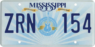 MS license plate ZRN154