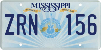 MS license plate ZRN156