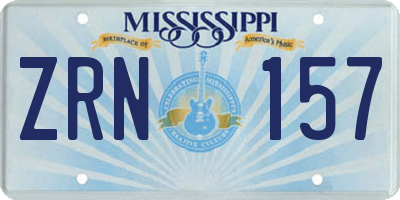 MS license plate ZRN157