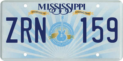 MS license plate ZRN159