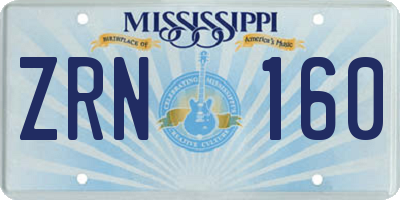MS license plate ZRN160