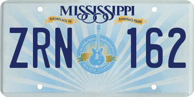 MS license plate ZRN162
