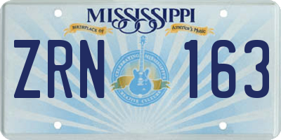 MS license plate ZRN163