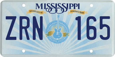 MS license plate ZRN165