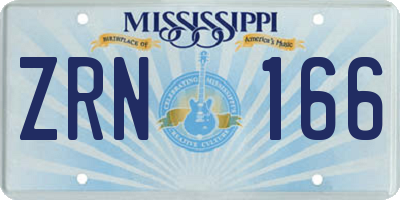 MS license plate ZRN166
