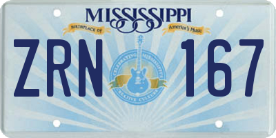 MS license plate ZRN167