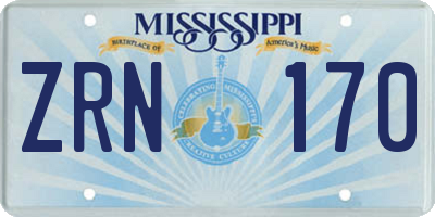 MS license plate ZRN170