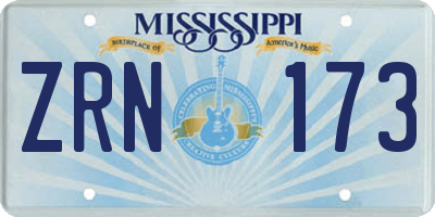 MS license plate ZRN173