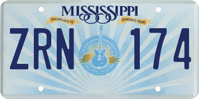 MS license plate ZRN174