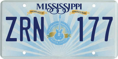 MS license plate ZRN177
