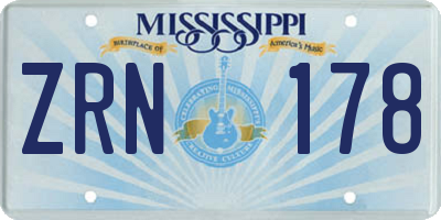 MS license plate ZRN178