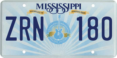 MS license plate ZRN180