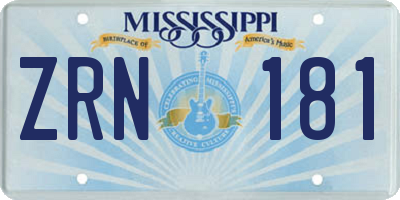 MS license plate ZRN181