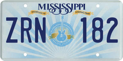 MS license plate ZRN182