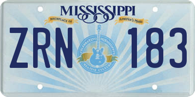 MS license plate ZRN183