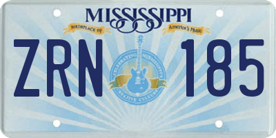 MS license plate ZRN185