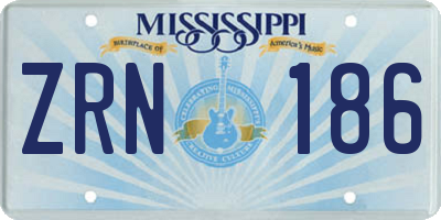 MS license plate ZRN186