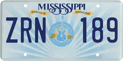 MS license plate ZRN189