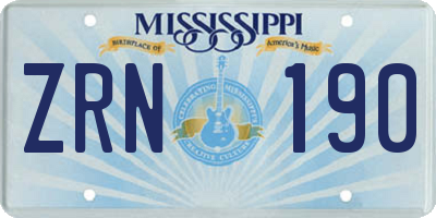 MS license plate ZRN190