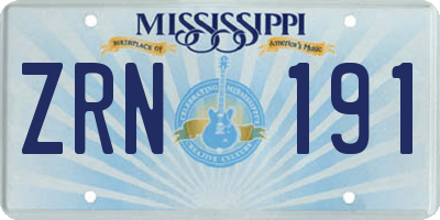 MS license plate ZRN191