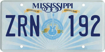 MS license plate ZRN192