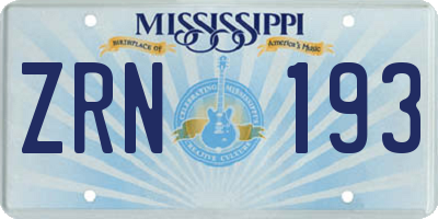 MS license plate ZRN193