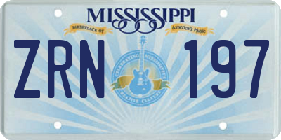 MS license plate ZRN197