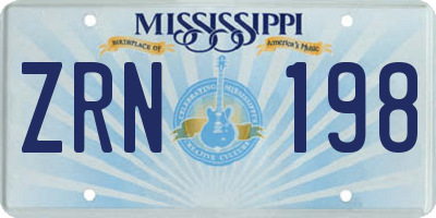 MS license plate ZRN198