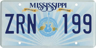 MS license plate ZRN199