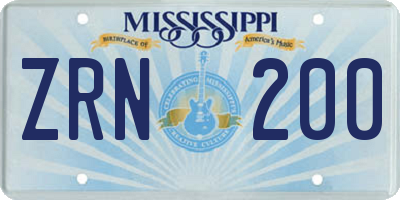 MS license plate ZRN200