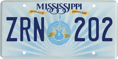 MS license plate ZRN202