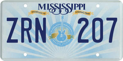 MS license plate ZRN207