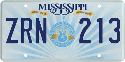 MS license plate ZRN213
