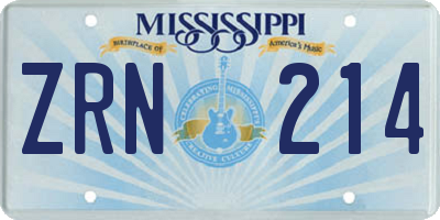 MS license plate ZRN214