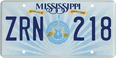 MS license plate ZRN218
