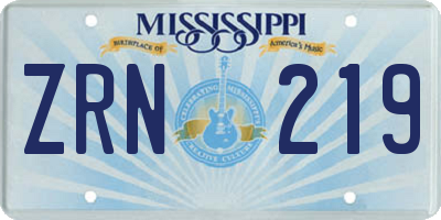MS license plate ZRN219