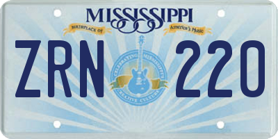 MS license plate ZRN220